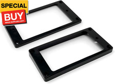 Black Flat Bottom Humbucker Pickup Mounting Ring Set Bridge Neck compatible