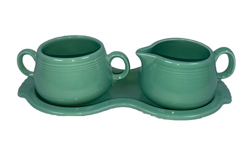 Fiestaware Sea Mist Green 3 pc Set Creamer Sugar & Tray Homer Laughlin (F107) - 第 1/9 張圖片
