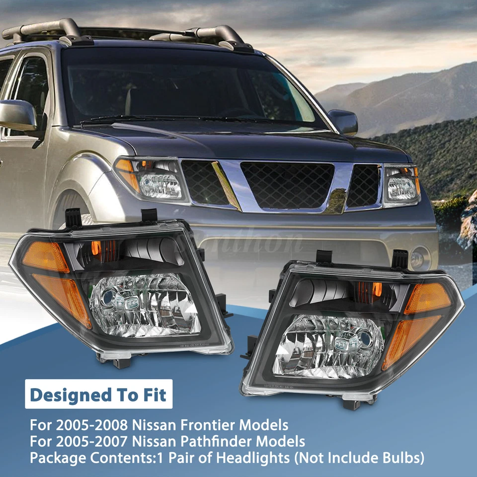 Fits 2005 2006 2007 2008 Nissan Frontier Black Headlights + Red Tail Lamps 4PCS Foto 3 de 4
