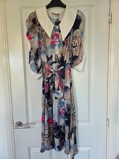 YARE BY CSM BLUE NAVY PINK MINK WHITE COLLARED BELTED SLINKY TEA SHIFT DRESS 10