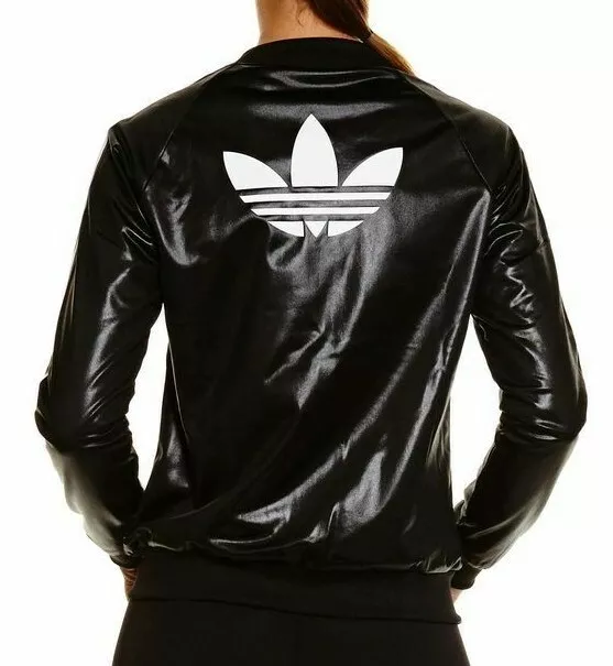 US 4 adidas Originals Women s SUPERGIRL wet look TRACK JACKET AY7892 LAST1