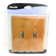 Amerelle Decor Double Toggle Switch Wall Plate - Contemporary Light Oak