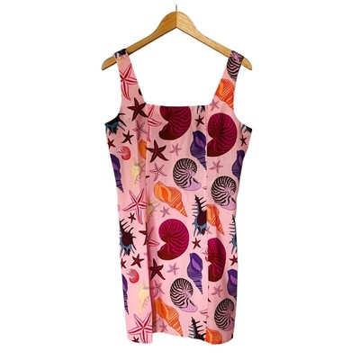 Vero Moda Shell Print Sleeveless Sheath Square Neck Dress Size L Large NWT