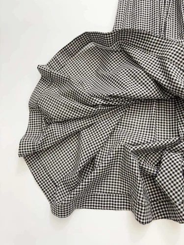 Vestido midi de mujer Doen a cuadros manga abullonada línea A - Imagen 12 de 13