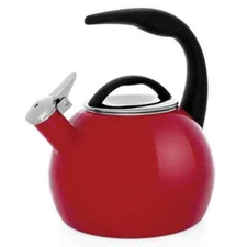 Chantal 2 Qt. Enamel-On-Steel Anniversary Teakettle, Color Chili Red **CHIPPED**