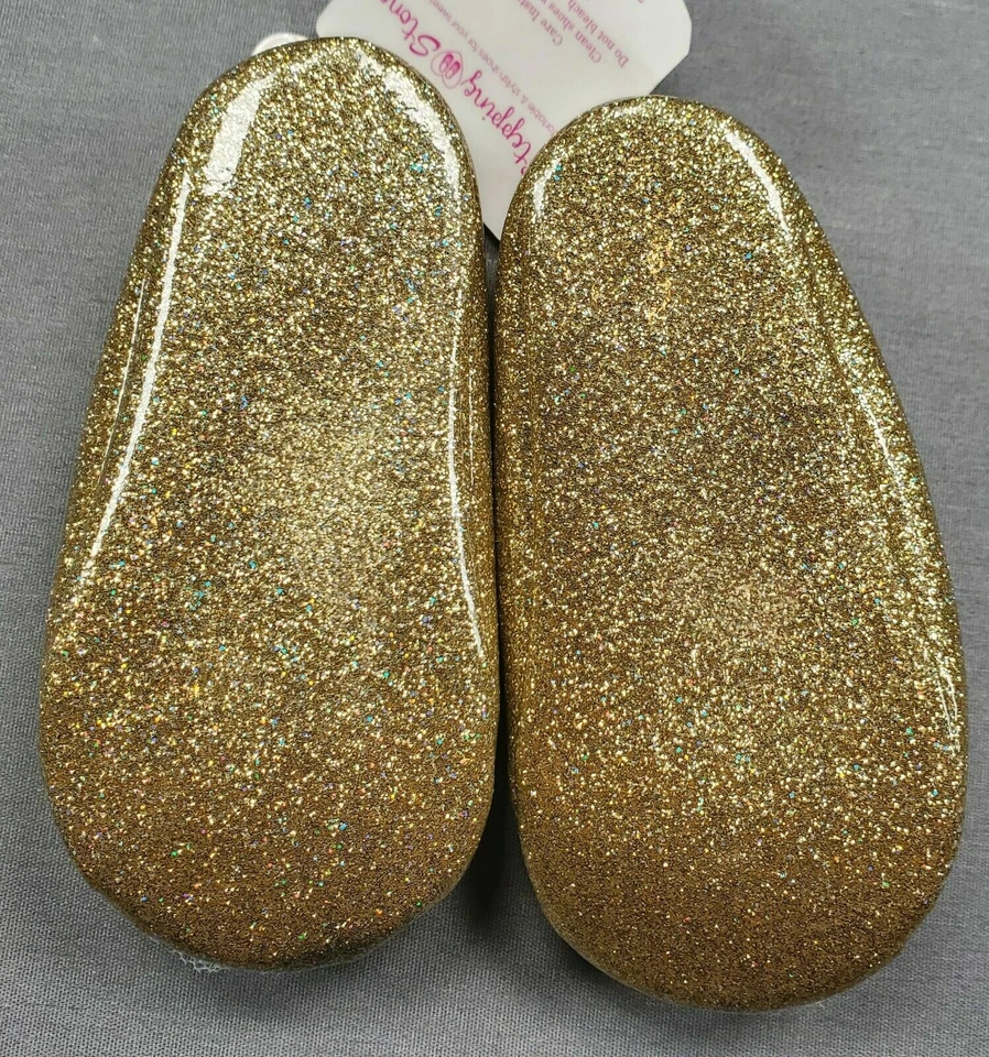 Bebé Niña Nuevos Escalones 9-12 Meses Dorado Brillante Zapatos Foto 3 de 3