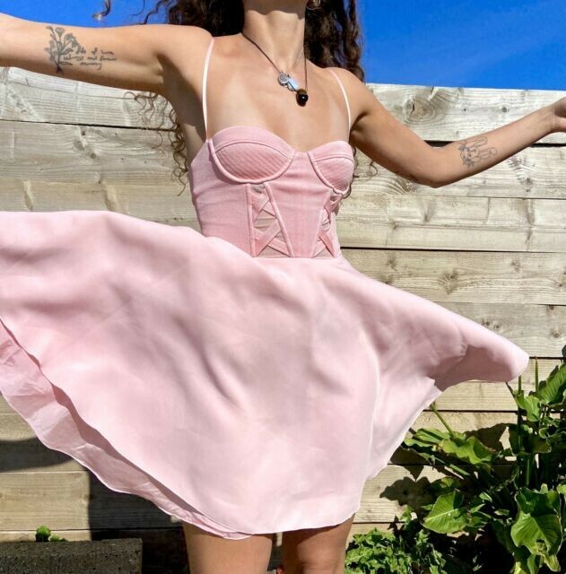 Baby Pink Corset With Mesh Detailing Versace Jeans Couture Floaty