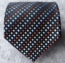 Bergamo  Tie 60x4 New York Yellow Black Wide Diamond Geometric Hand Woven Silk