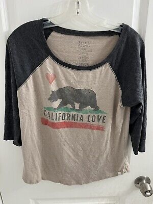 California Love Bear grey baseball tee California Love Bear grey baseball tee