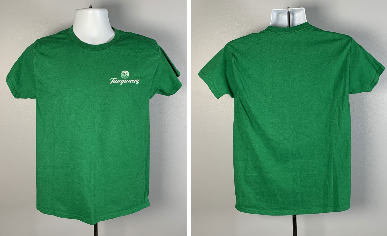 Tanqueray Gin Distressed Logo T-Shirt for Men in Medium Green Cotton