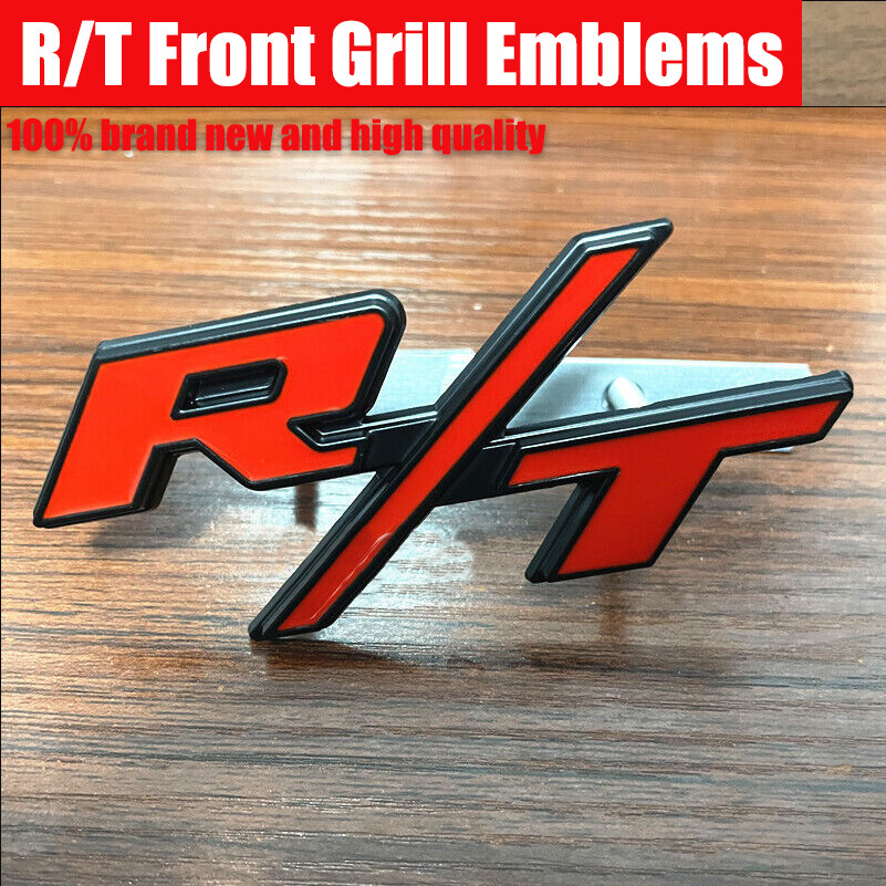 OEM For R/T Car Front Grill Emblems RT Badge Black Red Nameplate Car Stickers