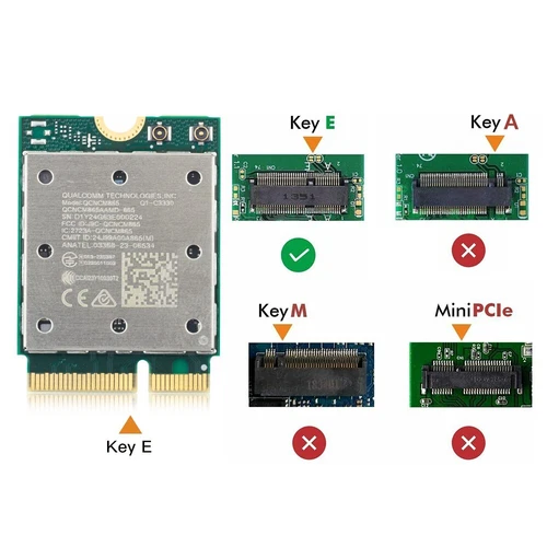 WIFI7 Qualcomm NCM865 M.2 Key E Tri-Band 5800M BT5.3 Wireless Card with Antennas - Picture 2 of 7