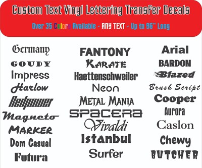 Custom Vinyl Decal Sticker   Personalized Text, Name, Logo, Lettering, Wall, Car