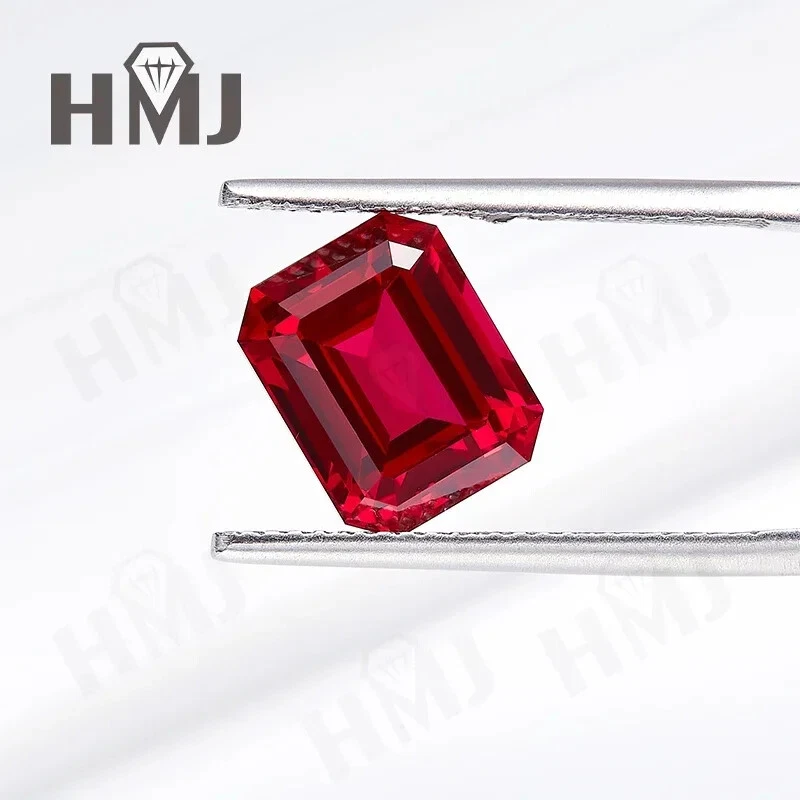 Lab Grown Ruby Pigeon Blood Red Ruby Emerald Cut AGL Certificate Loose Gemstones - Image 4 of 4