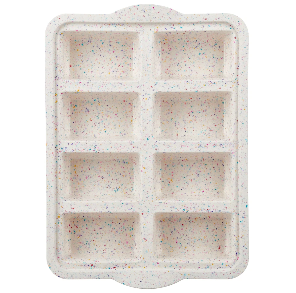 Silicone 8 Count Mini Loaf Pan, Multicolor Confetti, Dishwasher Safe - Image 2 of 4
