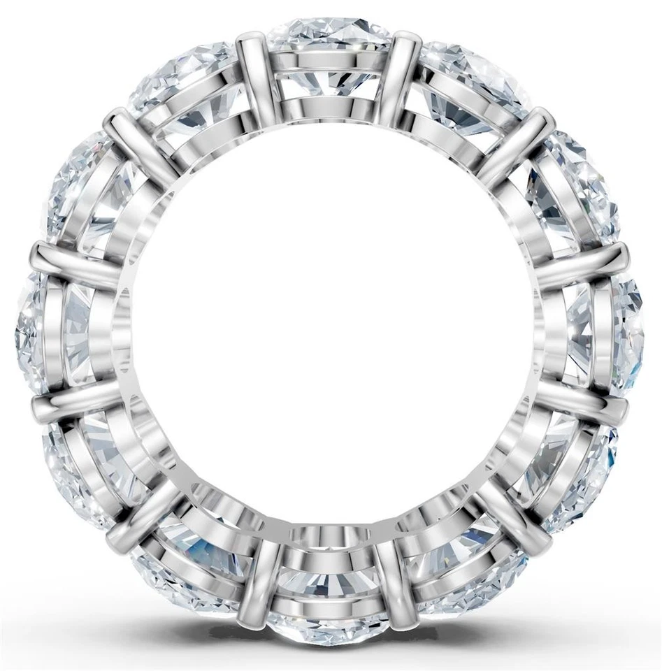 Oval Lab Grown Diamond VS F 12Ct Eternity Wedding Ring Band 14K White Rose Gold - Image 4 of 4