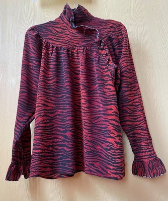 Kenzo x H&M Silk Tiger Long Sleeve Blouse Size US-4