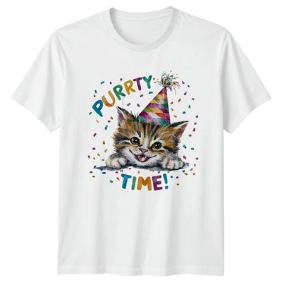 Purrty Time T-Shirt Kätzchen Geburtstag Katzen Geschenk für Sie und Ihn
