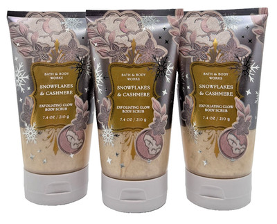 NEW Bath Body Works Lot 3 Tubes Snowflakes Cashmere Exfoliating Glow Scrub 7.4