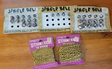 Vintage Christmas Craft Supplies Lot Wright's Stretch Tie Ribbon Jingle Bells