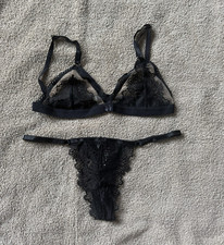 Women s Lace Mesh Bralette & Thong Set 2-Pack...