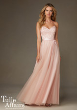Mori Lee NEW Pink Prom Romantic Lace Embroidered Beaded Formal Tulle Dress 8