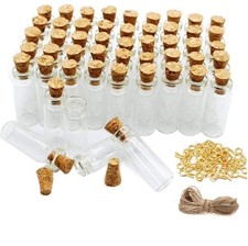 100 Pcs 2ml Mini Glass Bottles with Cork Stoppers, 20 Meters Twines, Tiny Jar...