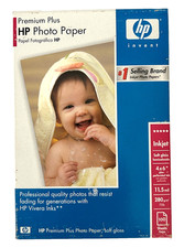 HP Premium Plus Inkjet 4" x 6" Soft Gloss 11.5ml Photo Paper, 100 Sheets, New