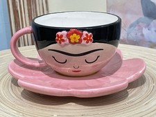 Sass & Belle Frida Kahlo Cup and Flower Saucer Set Boho Fiesta Teacup Ceramic