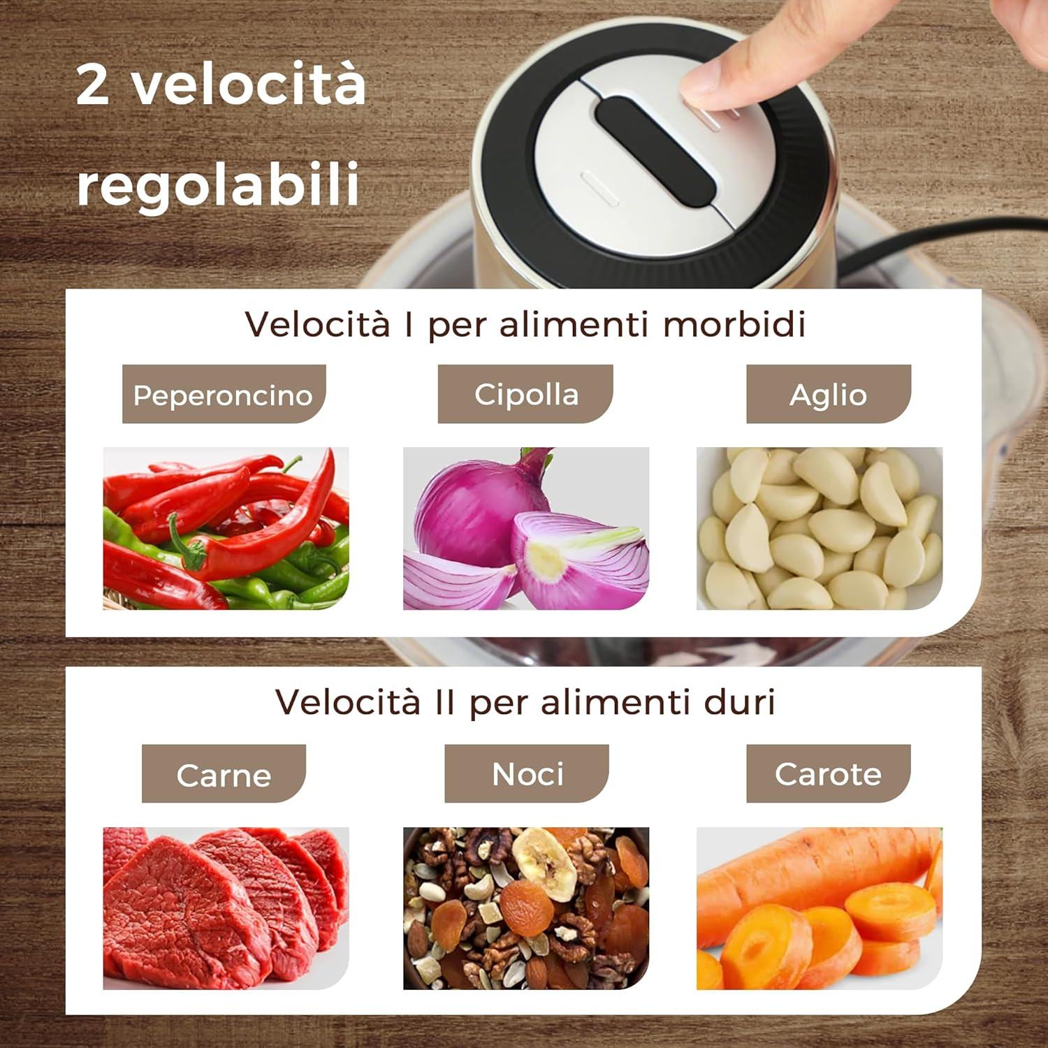 Tritatutto Elettrico 500W con Ciotola in Acciaio Inox foto 3