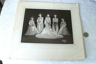 Very Vintage ''Bridal Party 8 x 10 Matted Photo Gustave Lorey Studio, Albany, NY''