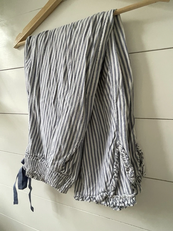 Aerie Small Striped Tie Waist Lounge Pants Navy White Pajamas Bottoms Cotton - Image 2 of 4