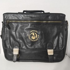 Genuine High Quality Leather Black Briefcase Expandable New with Straps Zippers
