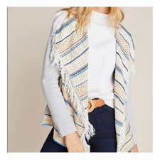 Anthropologie Dolan Fringe Open Front Cardigan Sweater Made in USA, Women XS