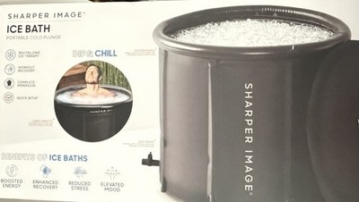Sharper Image Ice Bath Portable Cold Plunge, Quick Setup, Round Black, 1 Person