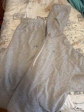 ALO Men  s Large Gray Tracksuit Hoodie and Pants Set Athleisure Long Sleeve