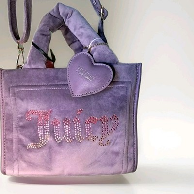 NEW, JUICY COUTURE DUSTY VIOLET/PURPLE VELOUR Crossbody Purse Mini