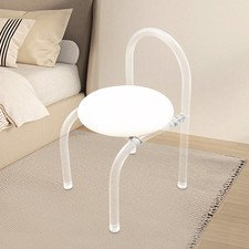 Silla de Escritorio Moderna Minimalista Acrílico Transparente Silla de Maquillaje 40*40*72cm Terciopelo Blanco