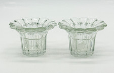 Vintage Borgonovo Queen Clear Crystal Glass Candleholders Flower-Shaped Rim 