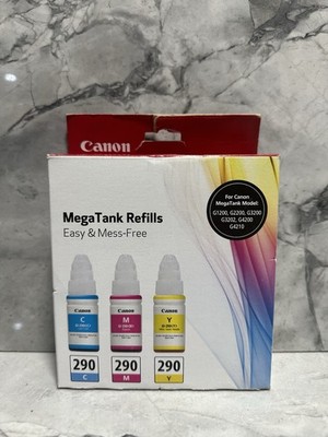 Canon Genuine GI-290 MegaTank Refills Cyan Magenta Yellow Sealed