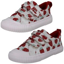 Ragazze Clarks Lavabili Metallizzato Brillantini Fragola Design Scarpe -