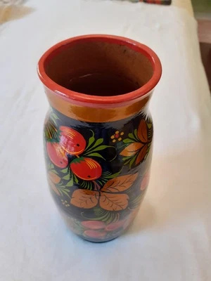 Vase russe terre cuite peint main 1993 - Photo 1/4