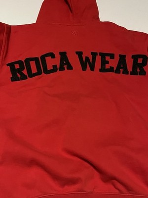 Vintage Rocawear Zip Up Hoodie Red Sleeve Hits SpellOut Stitched Large