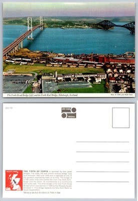 Forth Road & Rail Bridges Edinburgh Scotland John Hinde Vintage Postcard