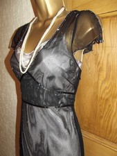 Coast ❤️Black mauve Mesh Sparkly 20’s dress size 12 14 Vintage Tea Wedding