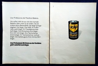 Ucar Batterien, originale Werbung aus 1975