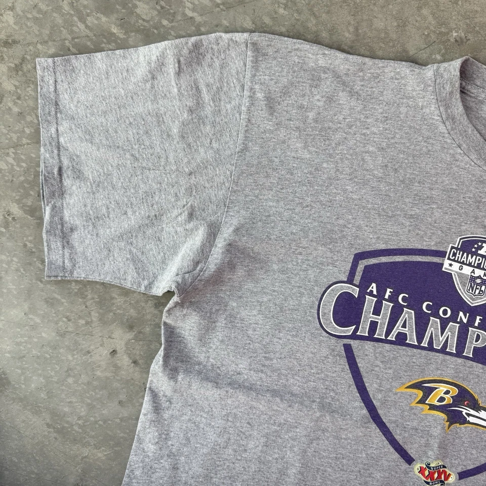 Vintage Nike NFL Baltimore Ravens AFC Champions Graphic T-Shirt Gray Size Large - Image 3 of 4