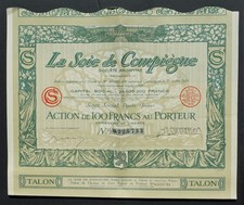 France - Compiègne Silk Company - 1923 - share for 100 francs -DECO-