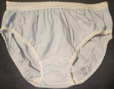 3 Pair Size 5 Pastel Blue 100 Cotton BIKINI PANTIES w/ White Elactic Lace USA
