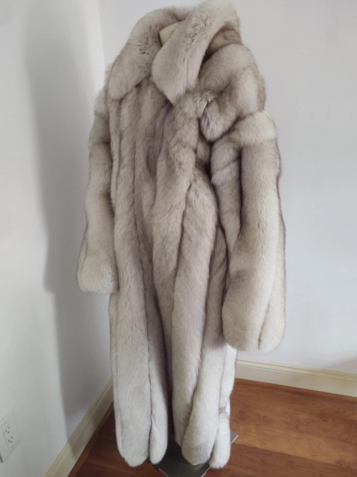 Vintage 90s Eizzo by Damselle Full Length Fox Fur Coat Luxury Glam Large - Image 3 of 4